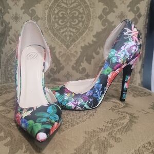 Elegant Floral Print Women's Heels